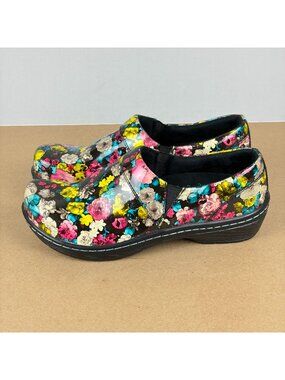 Klogs Mission Floral Comfort Clogs Womens 8 Pink Blue Yellow Leather Slip On